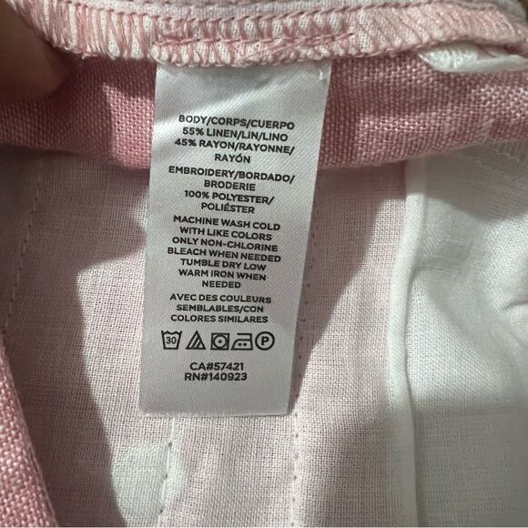 New! Loft Outlet Linen High Rise Pink White/Polka Dot 6” Chino Women Short Sz 8 - Picture 8 of 10